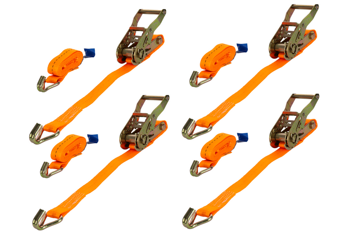 Nelja UNITRAILER 2m/25mm/1t oranži transpordirihma komplekt pingutiga