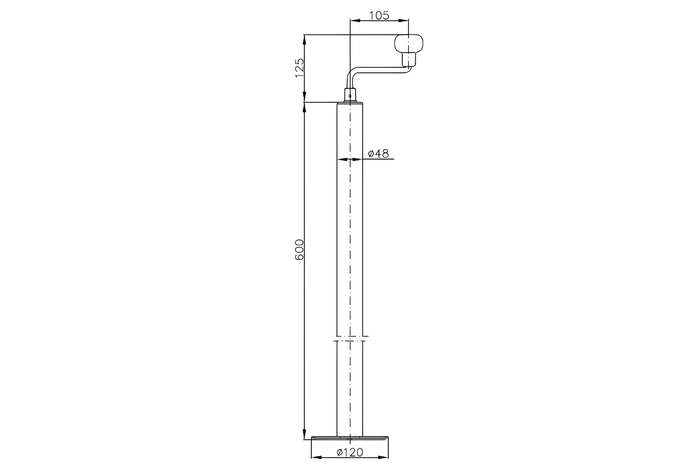 Pikendatav väntvõlli tugi WINTERHOFF ST48-120 150kg haagisele 600-820mm
